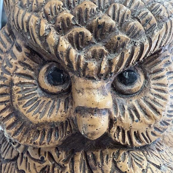 Vintage Brown Owl Heavy Resin Sculpture Statue Shelf Sitter Office Decoration - Picture 7 of 8